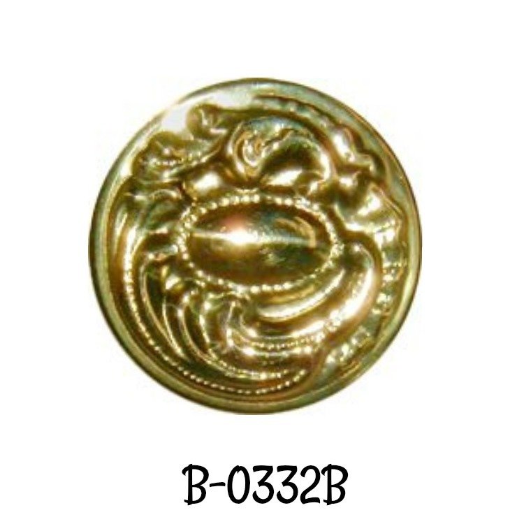 Round Victorian Style Hollow Stamped Brass Knob - 1-5/16