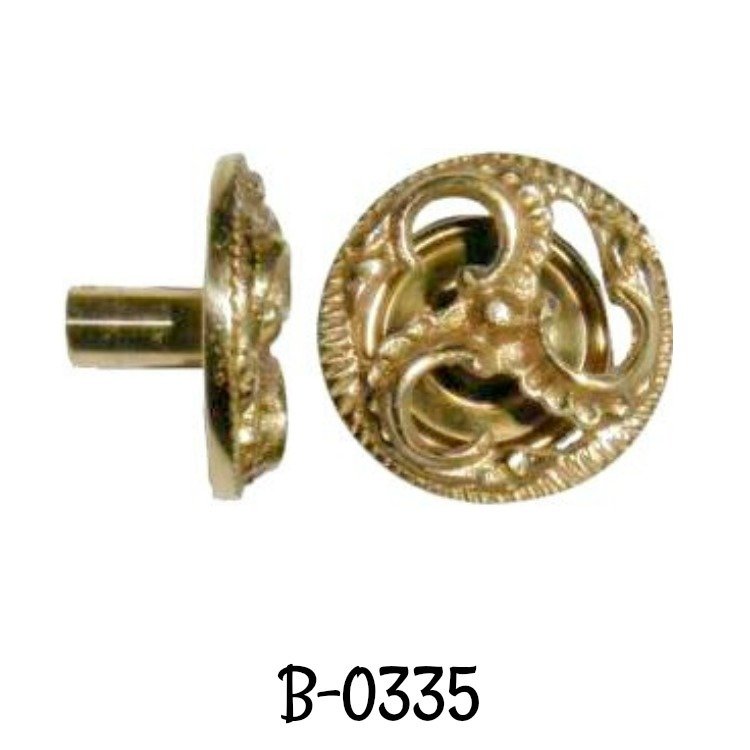 Round Victorian Style Cast Brass Knob with Stamped Brass Backplate