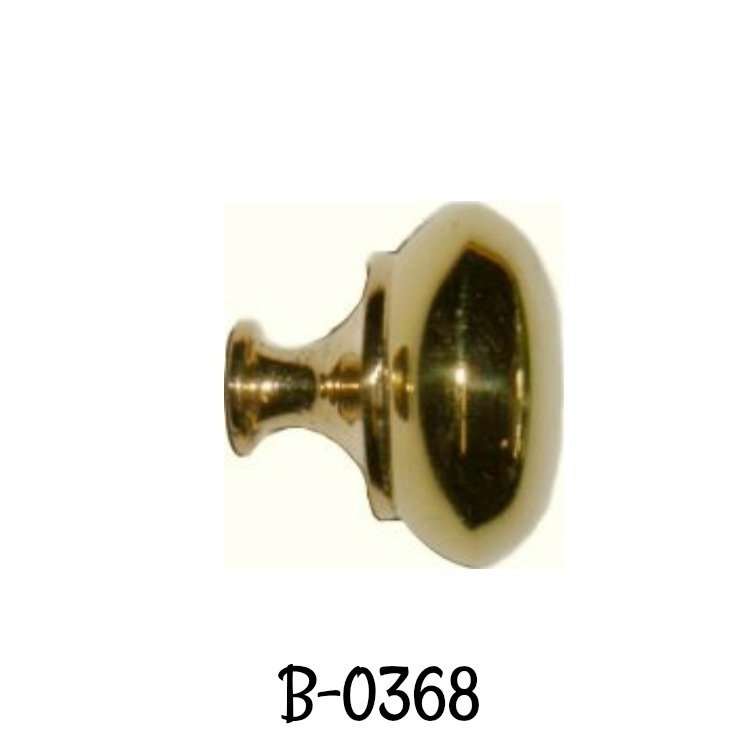 Turned Polished Brass knob - EARLY AMERICAN STYLE with Stamped Brass Backplate- 1-1/4