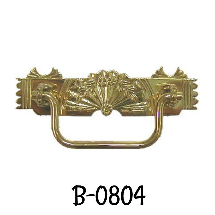 Eastlake Victorian Style Stamped Brass Drawer Pull