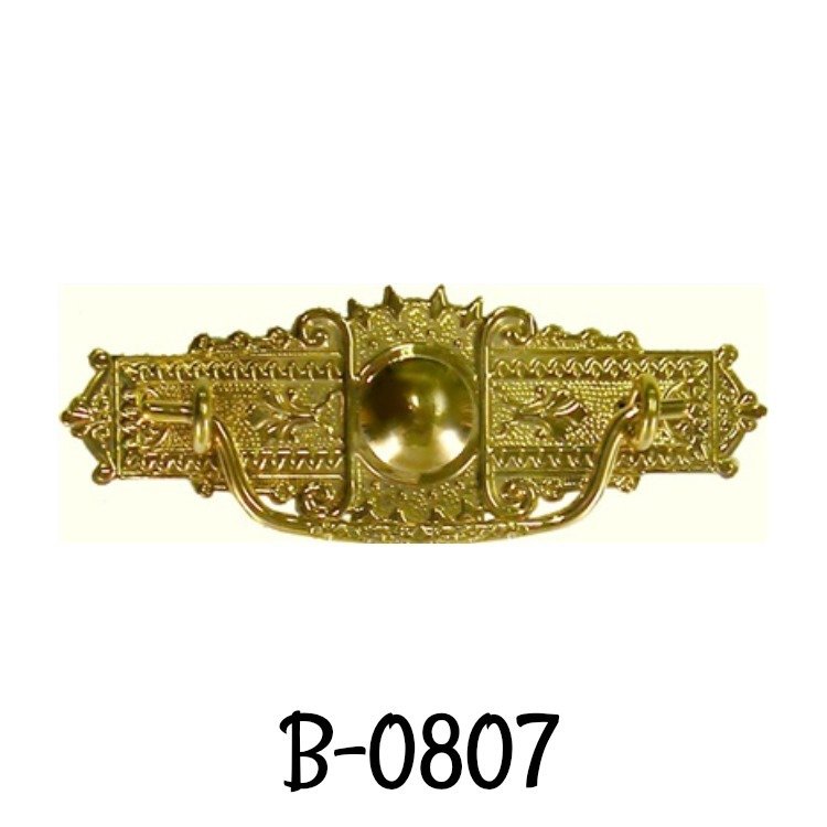 Eastlake Victorian Style Stamped Brass Drawer Pull