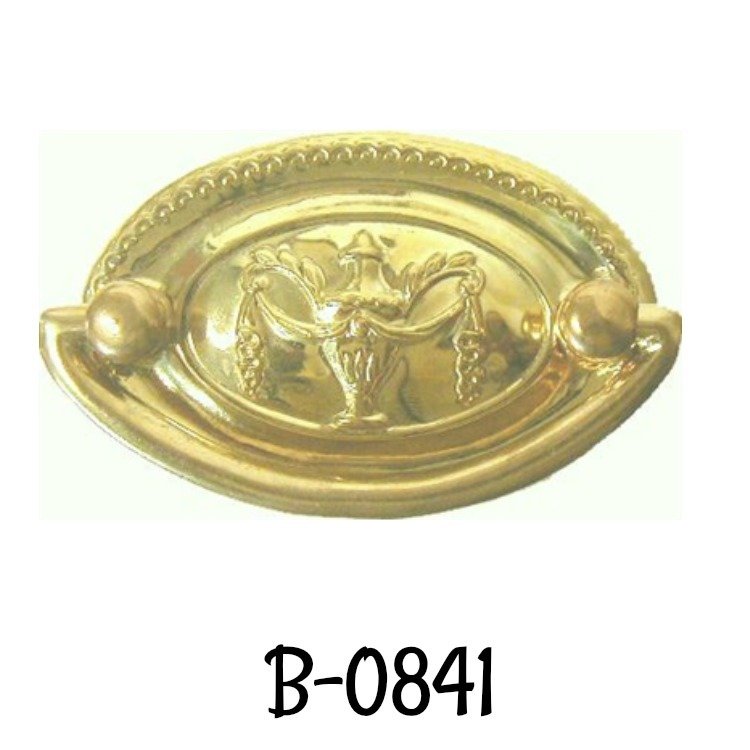 Hepplewhite/Sheraton Style Stamped Brass "Urn" Oval Drawer Pull 2"