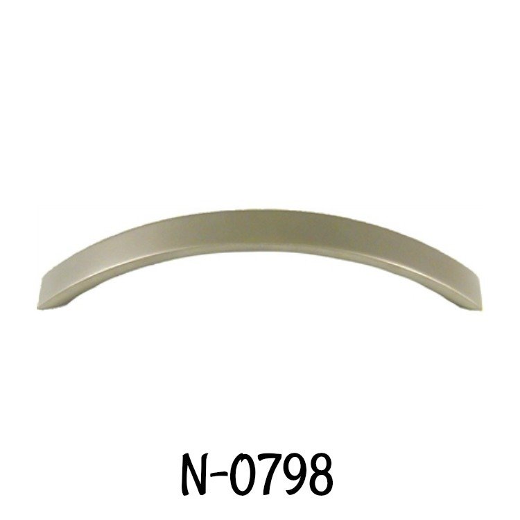 Mid-Century Modern Style Bowed Drawer Pull with Satin Nickel Finish