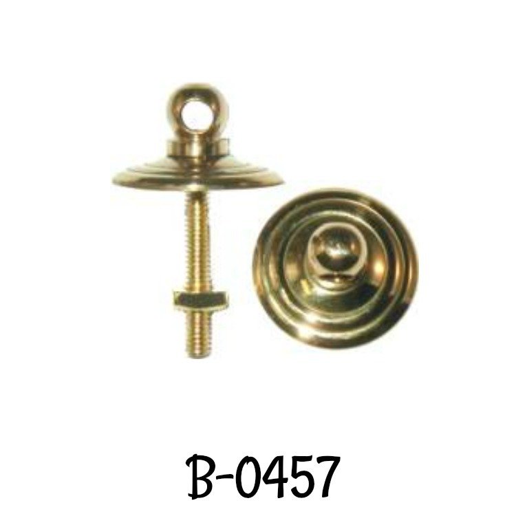 Early American Style Stamped Brass Backplates pull with attached Cast Brass Eyebolts