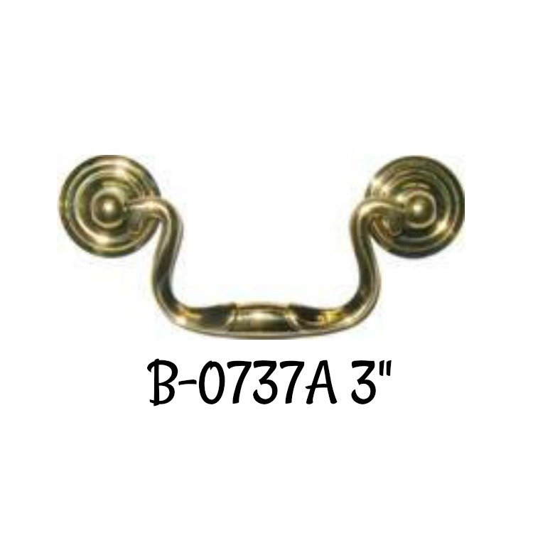 3" Queen Anne Style Swan Neck bail pull polished brass