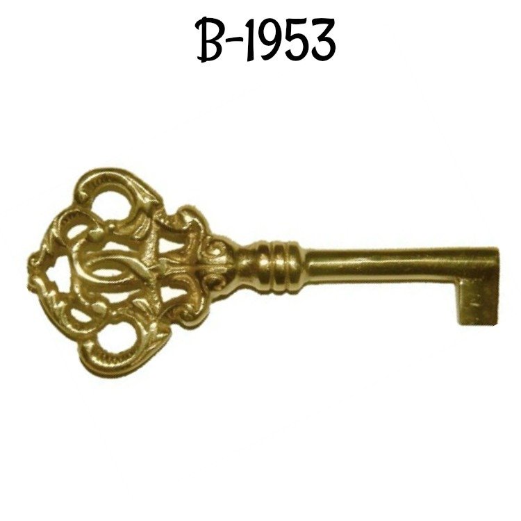 Ornate Cast Brass Key Polished Skeleton Antique