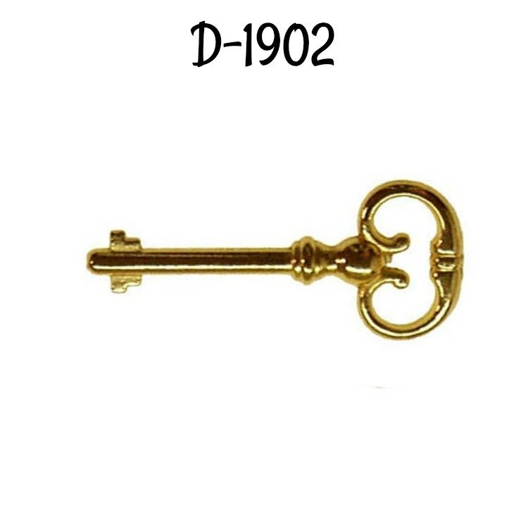 Antique Style Key Brass Plated Key for Roll Top Desk Lock - Polished Skeleton Antique