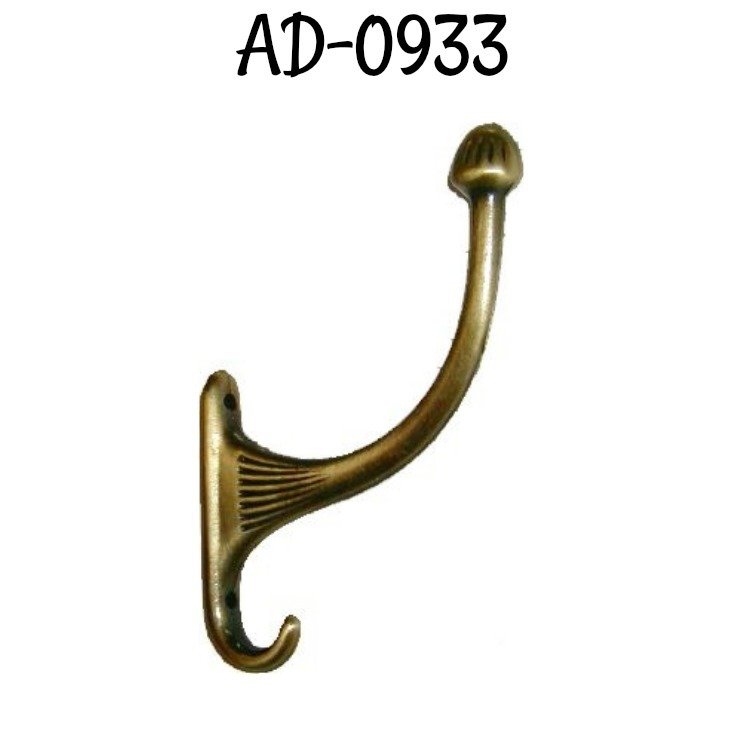Single coat hook antique brass finish