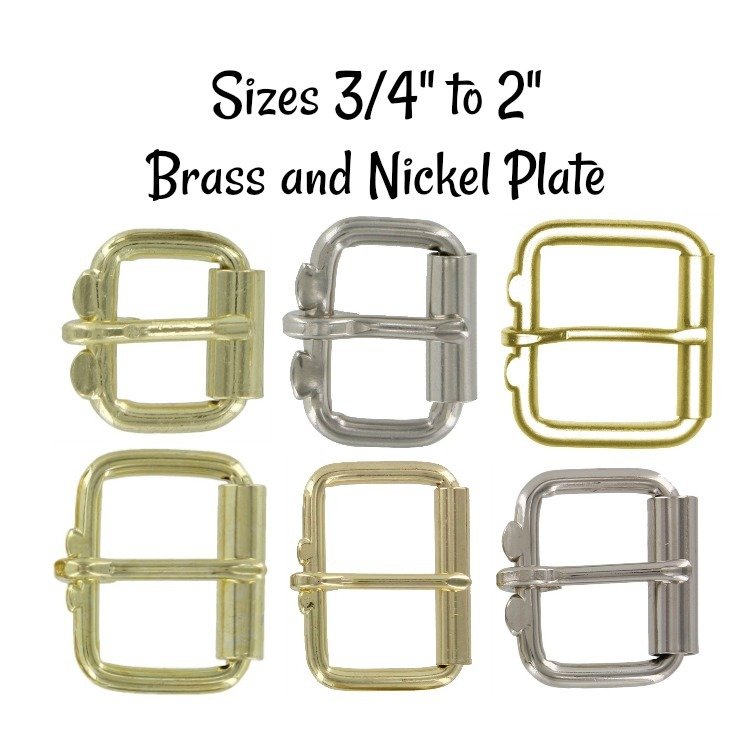 ​Roller Buckle - 3/4&quot; to 2&quot; Brass and Nickel Plated Steel Belt Buckle