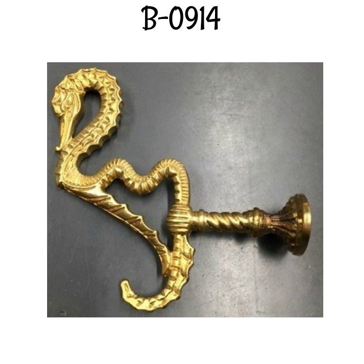 Cast Brass Seahorse Front Mount Coat Hook