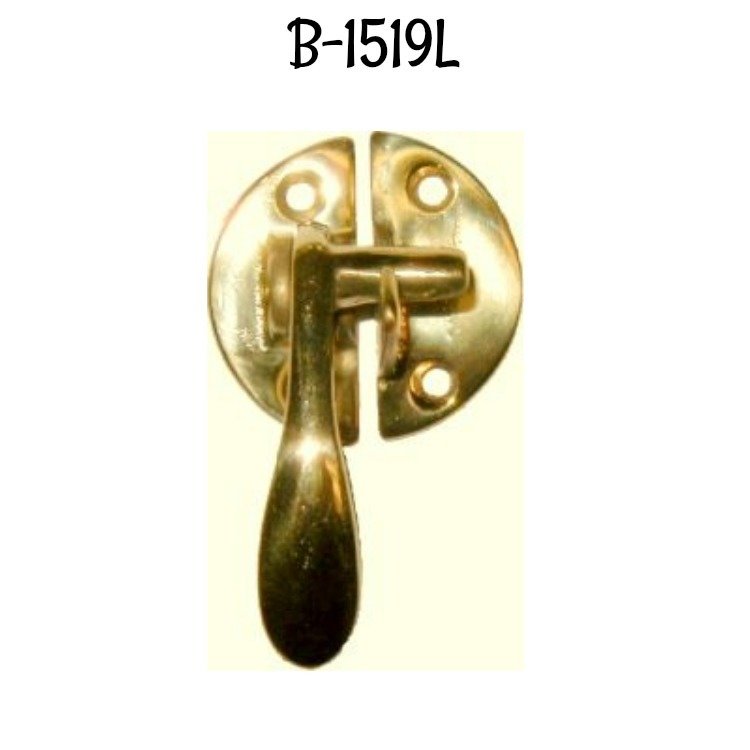Left Hand Boone Flush Mount Cabinet Latch - Polished Brass- Hoosier Sellers antique vintage restore