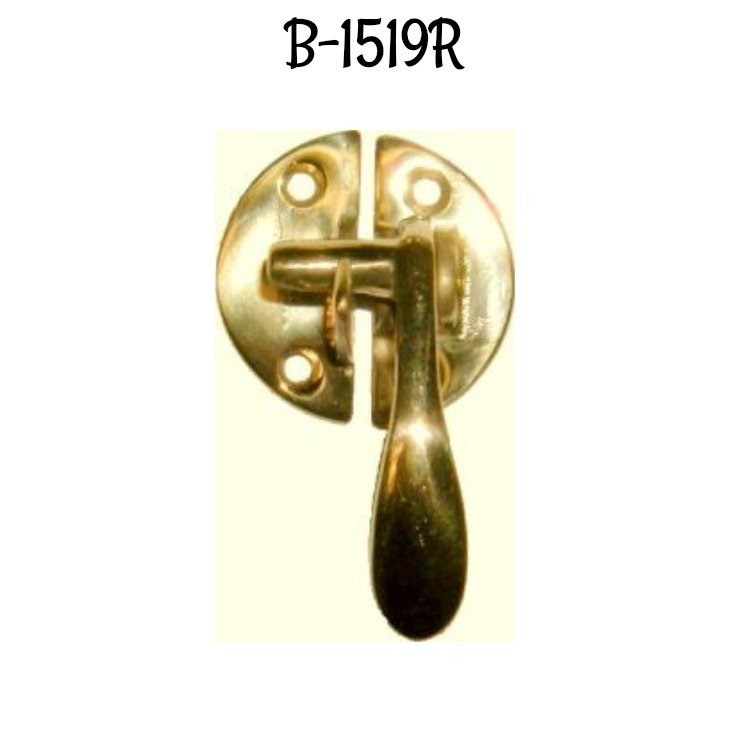 Right Hand Boone Flush Mount Cabinet Latch - Polished Brass- Hoosier Sellers antique vintage restore