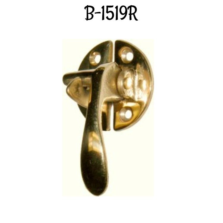 Right Hand Boone Flush Mount Cabinet Latch - Polished Brass- Hoosier Sellers antique vintage restore