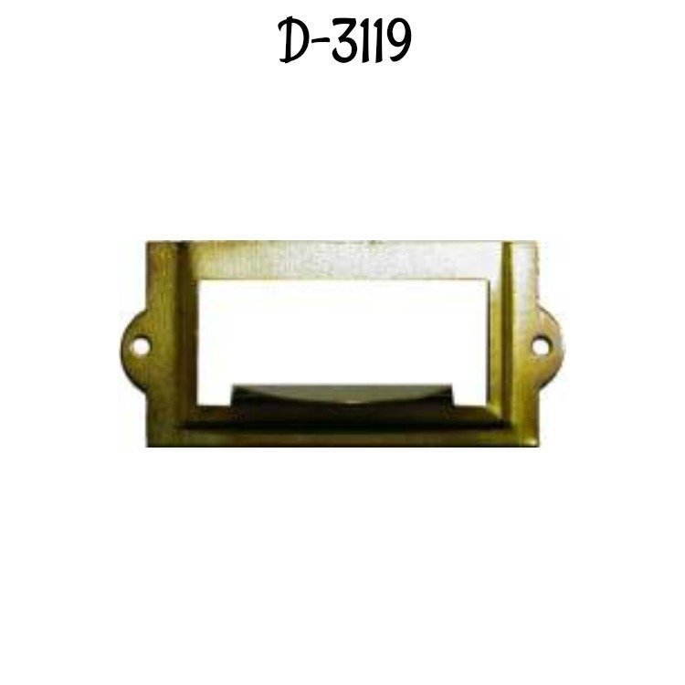 File Cabinet Card Holder with Pull - Brass Plated
