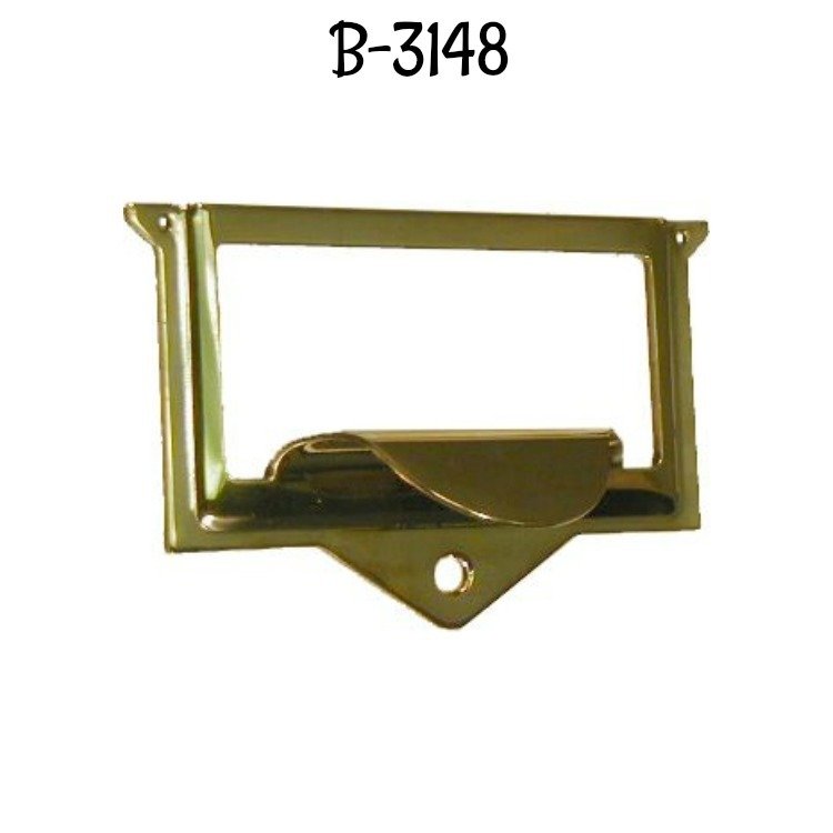 File Cabinet Card Holder with Pull - Brass