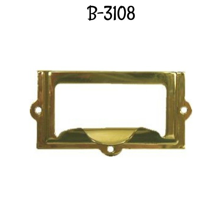 File Cabinet Card Holder with Pull - Brass