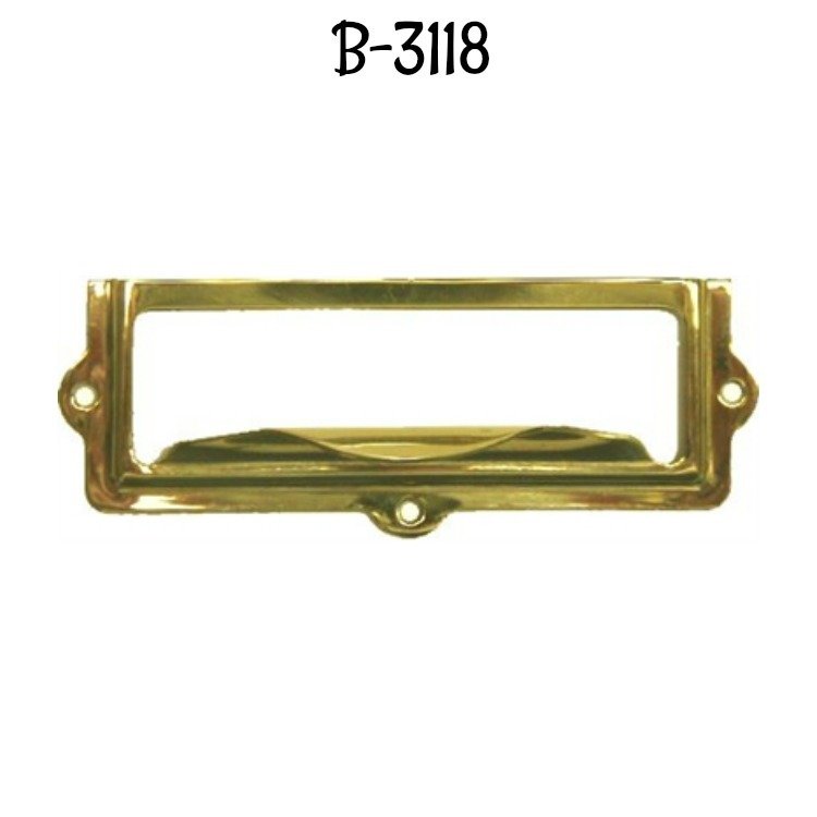 File Cabinet Card Holder with Pull - Brass