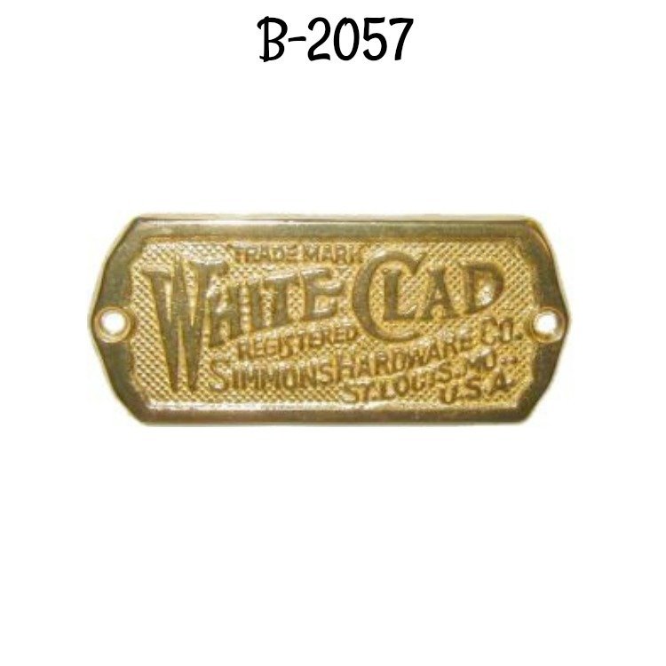 Cast Brass White Clad Ice Box Nameplate