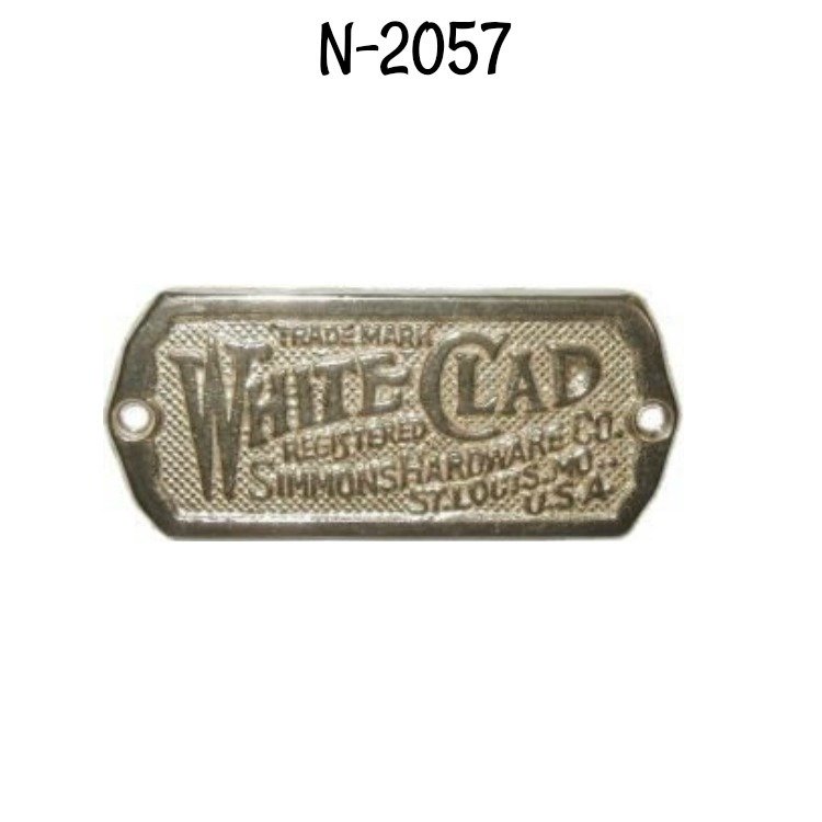 Cast Brass White Clad Ice Box Nameplate Nickel plated