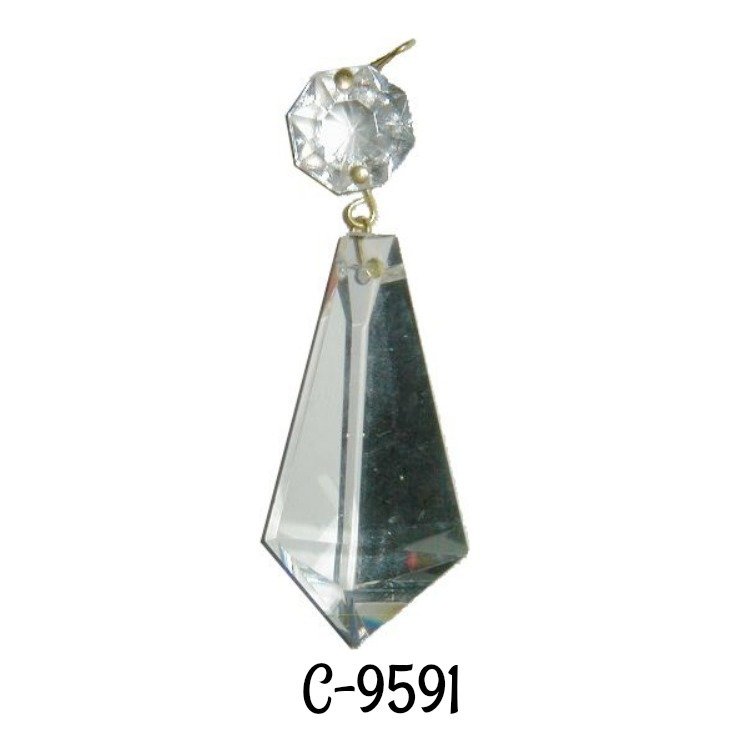 Full Cut Prism - 3&quot; with brass pins - lamp