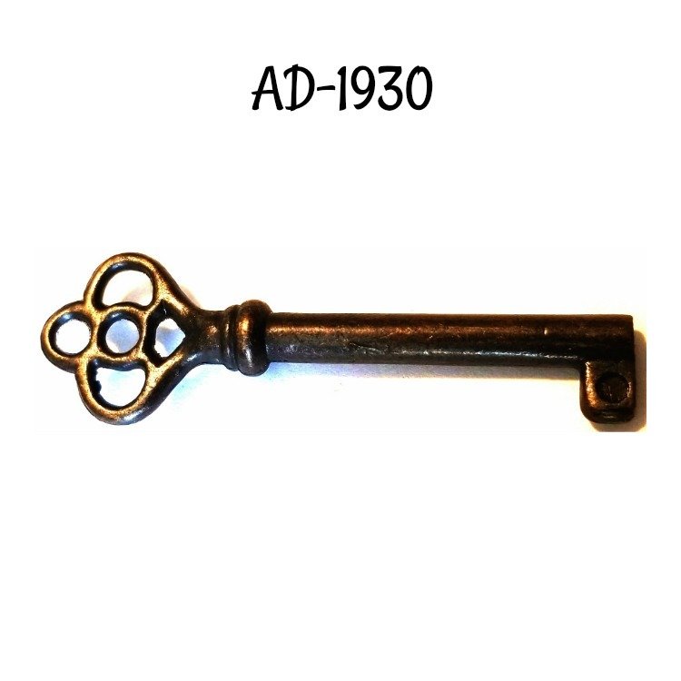Key - Antiqued Brass Plated Steel Skeleton