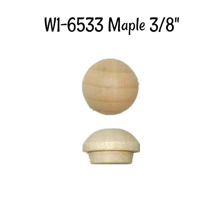 Screw Hole Buttons - Maple - 3/8&quot;