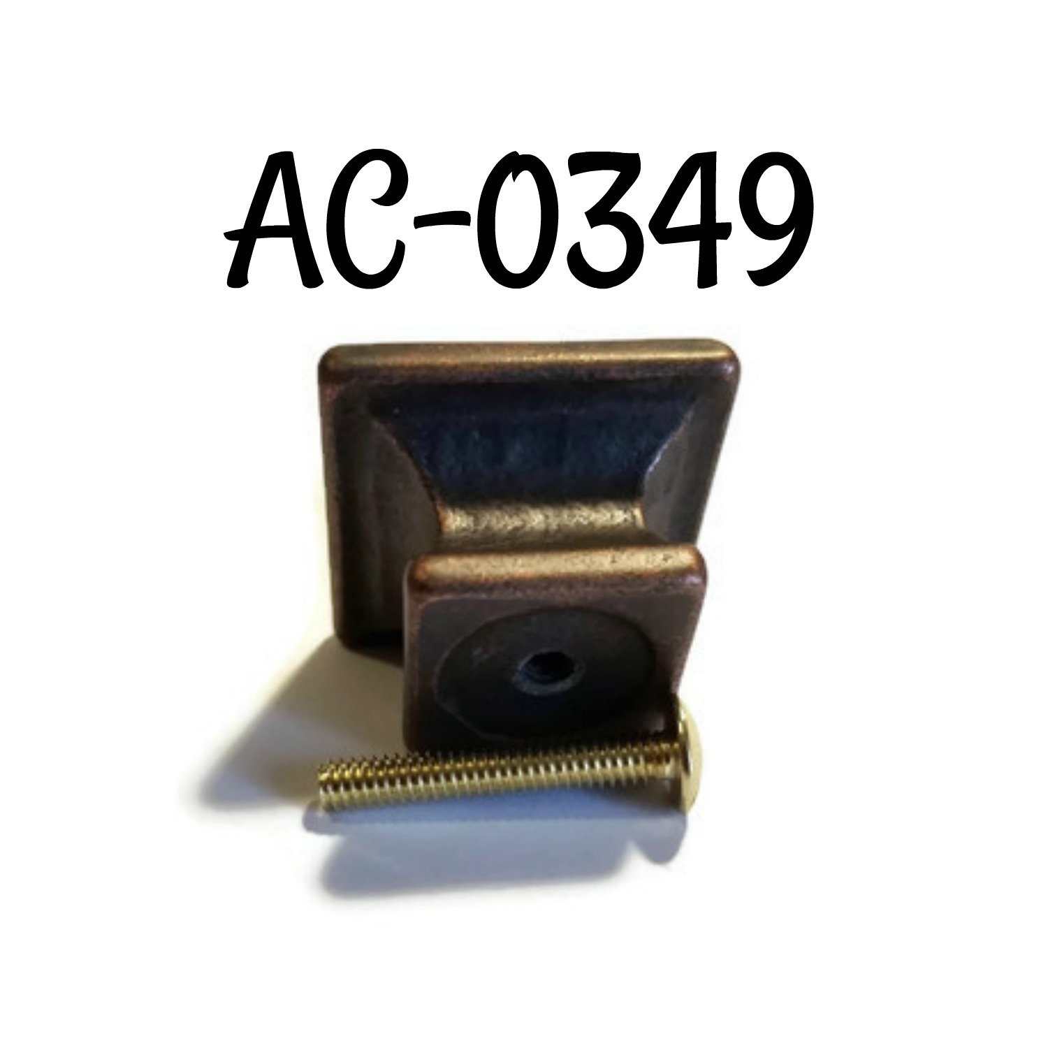 Mission Style Hammered Square Pyramid - Cast Brass Knob Copper Finish