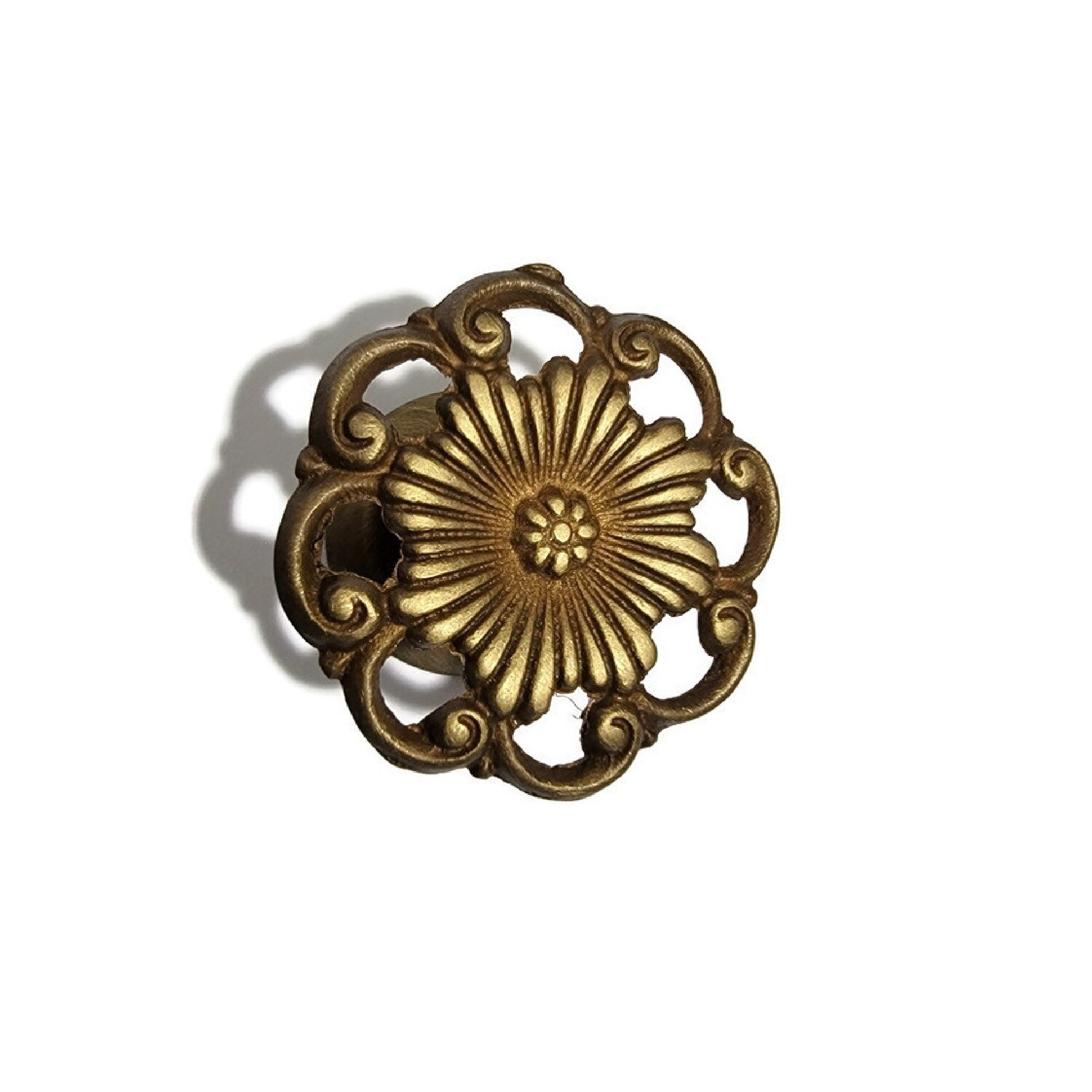 Victorian Style Cast Antiqued Brass Knob with stamped brass backplate