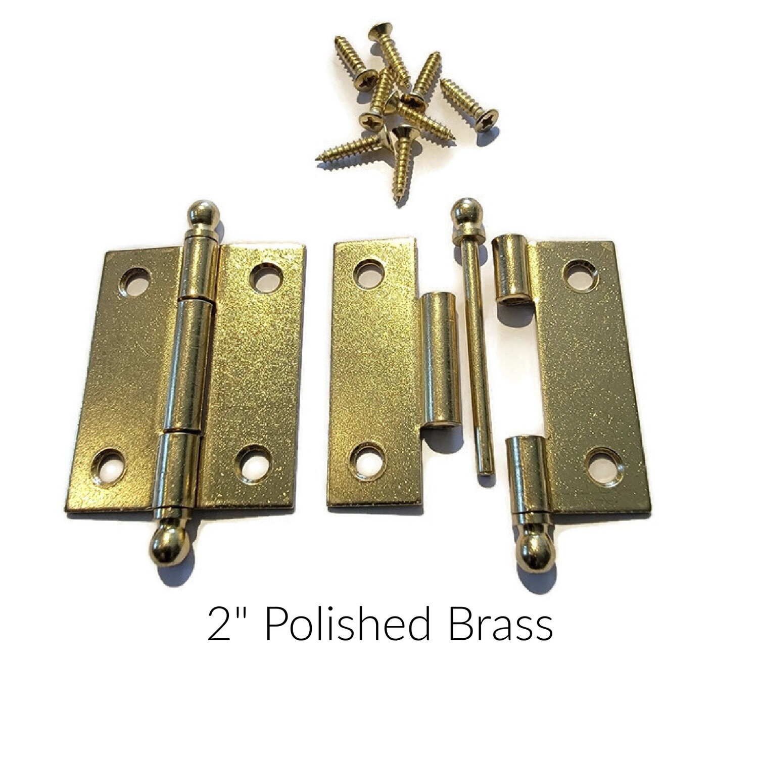 Pair of 2" butt hinges with ball tips