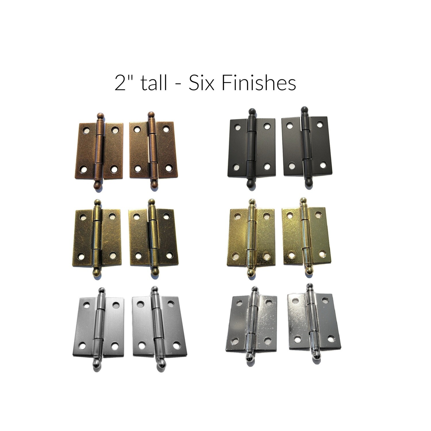 Pair of 2" butt hinges with ball tips