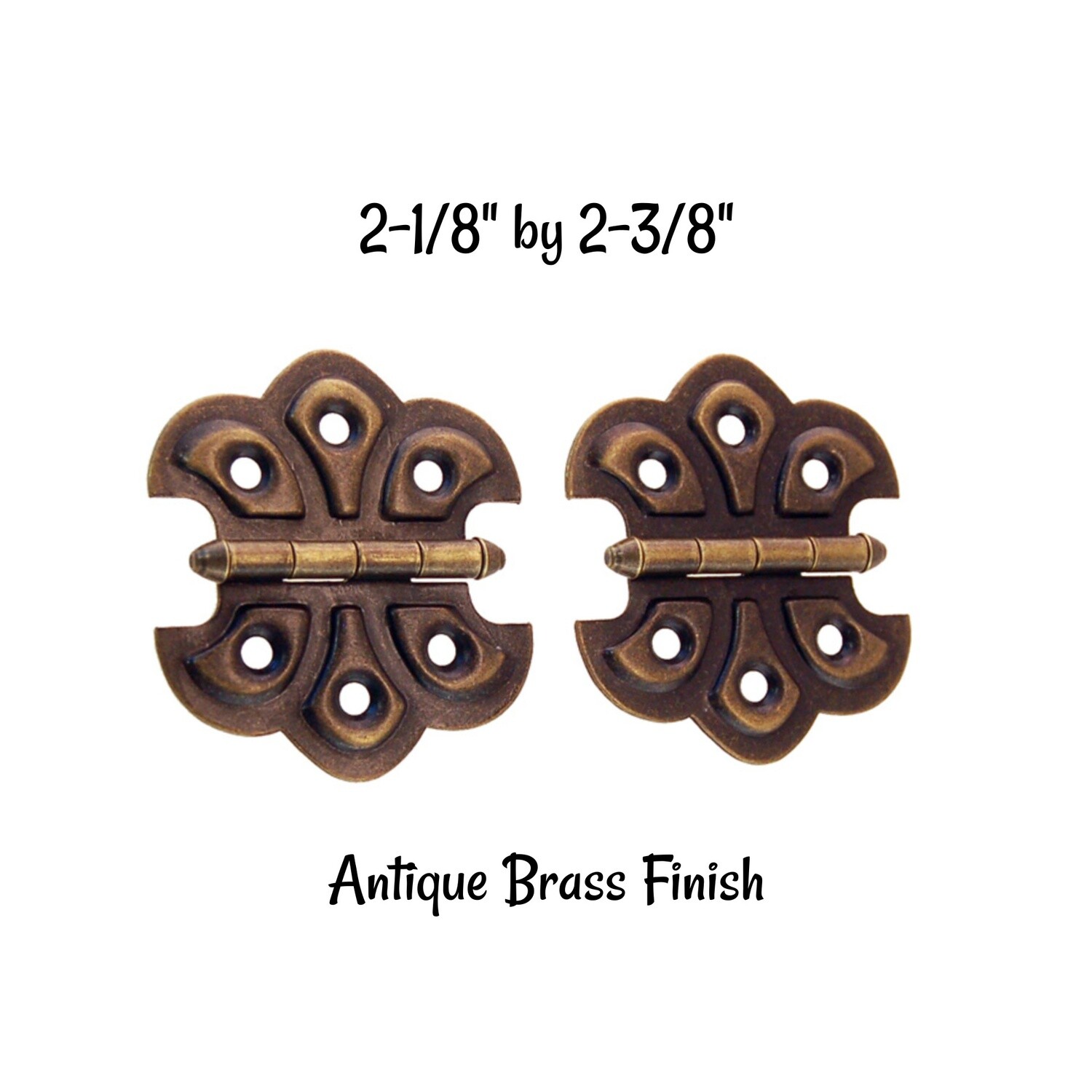 Pair of Butterfly Hinges - Antique Brass Plated Steel