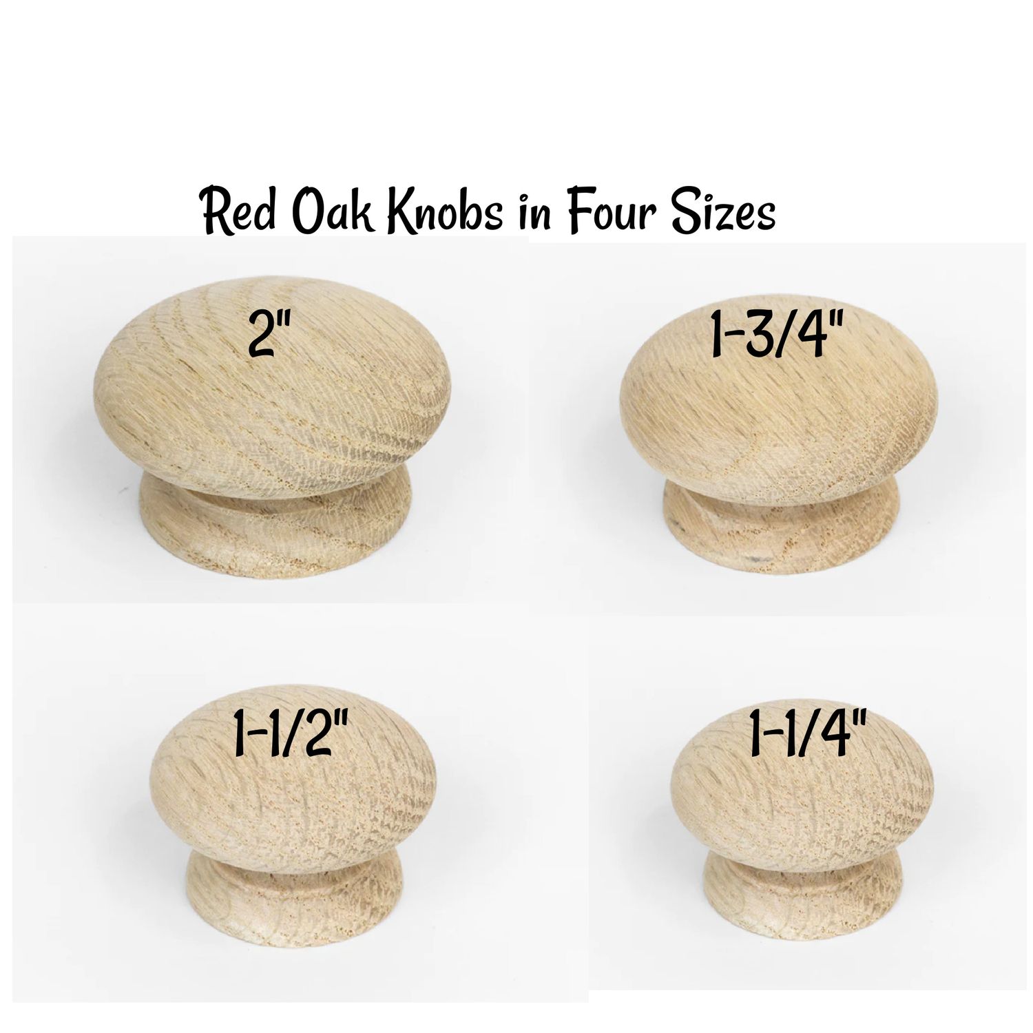 Red Oak Knobs - Hardwood Furniture Knobs Pulls four Sizes Available - Furniture Knob
