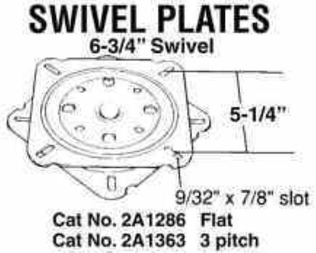 6 3/4 Inch - Flat Chair Swivel Replacement Plate BLACK POWDER COAT