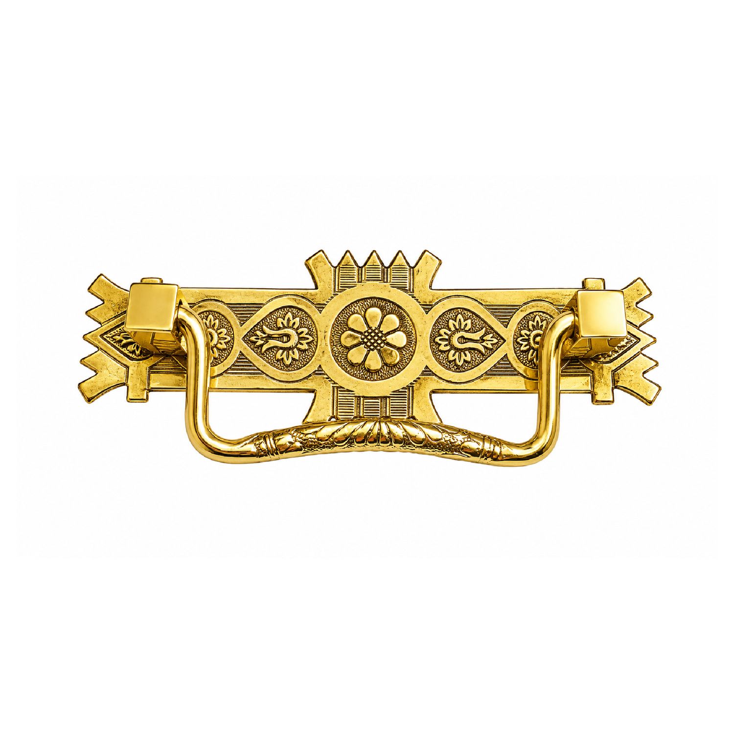 Eastlake Victorian Style Stamped Brass Drawer Pull