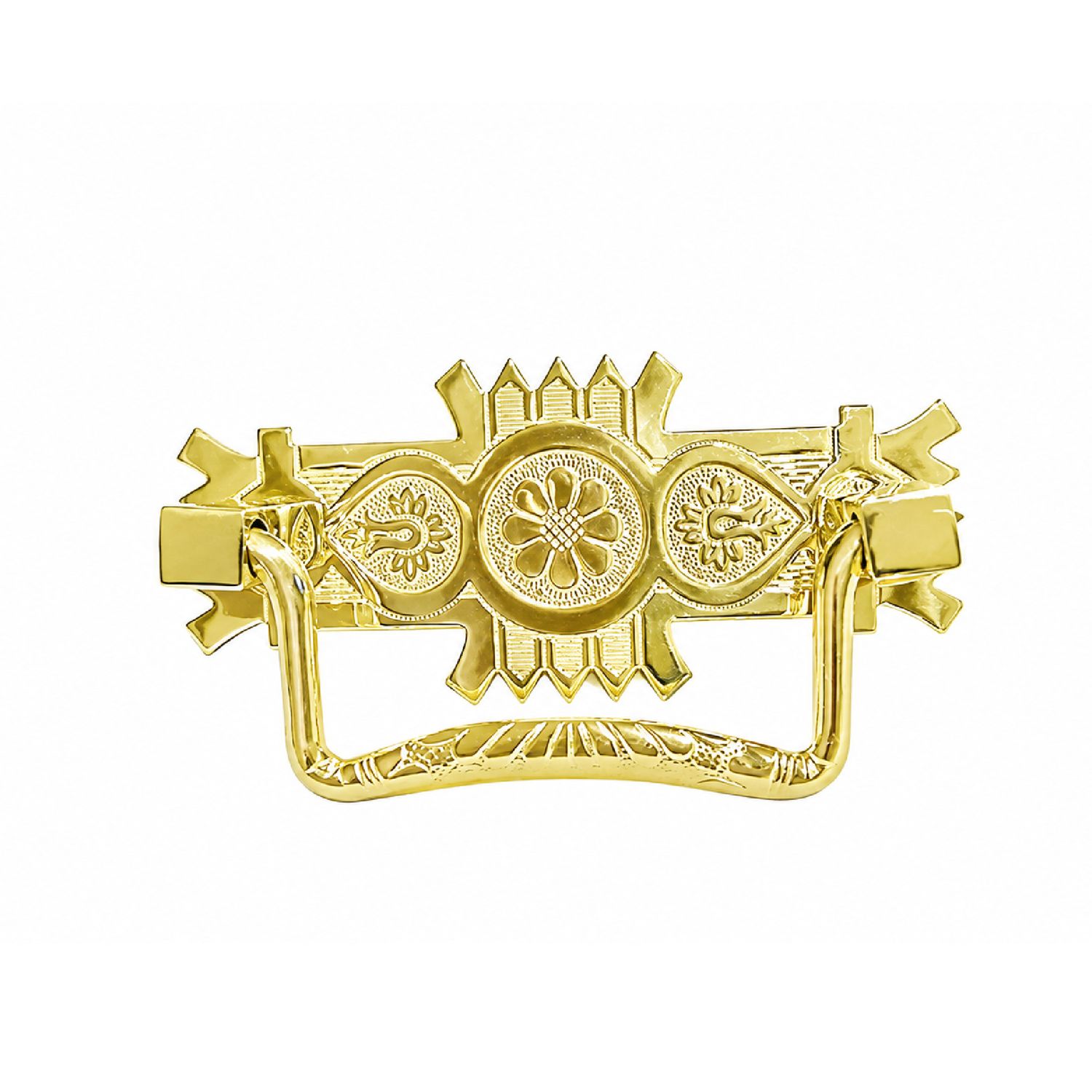 Eastlake Victorian Style Stamped Brass Drawer Pull