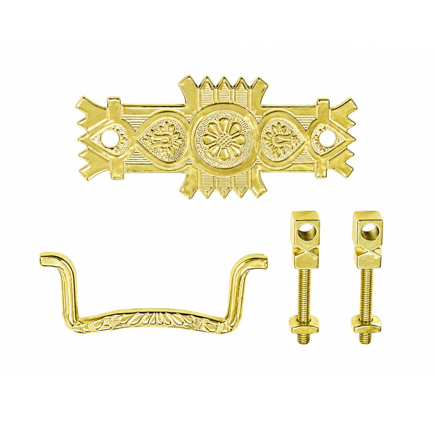 Eastlake Victorian Style Stamped Brass Drawer Pull