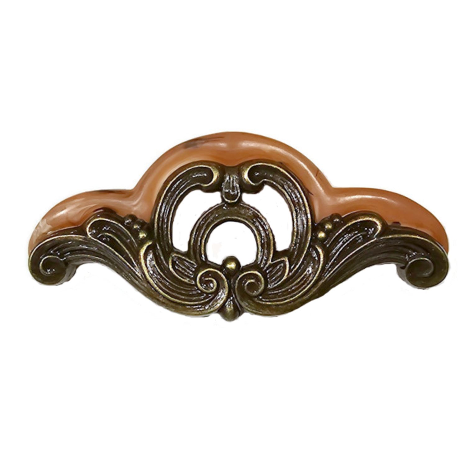 Waterfall Style Drawer Pull bakelite tortoise shell antique brass