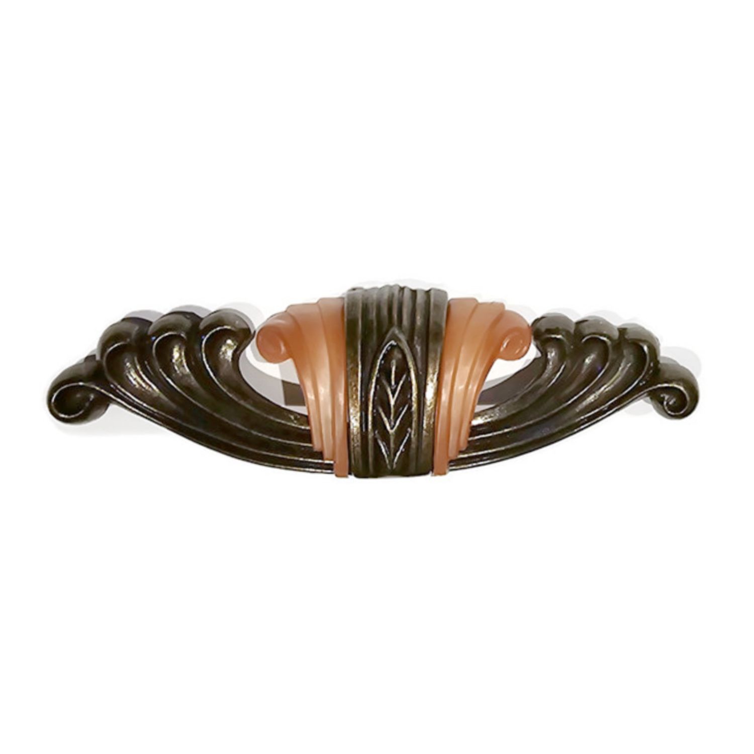 Waterfall Style Drawer Pull bakelite tortoise shell antique brass