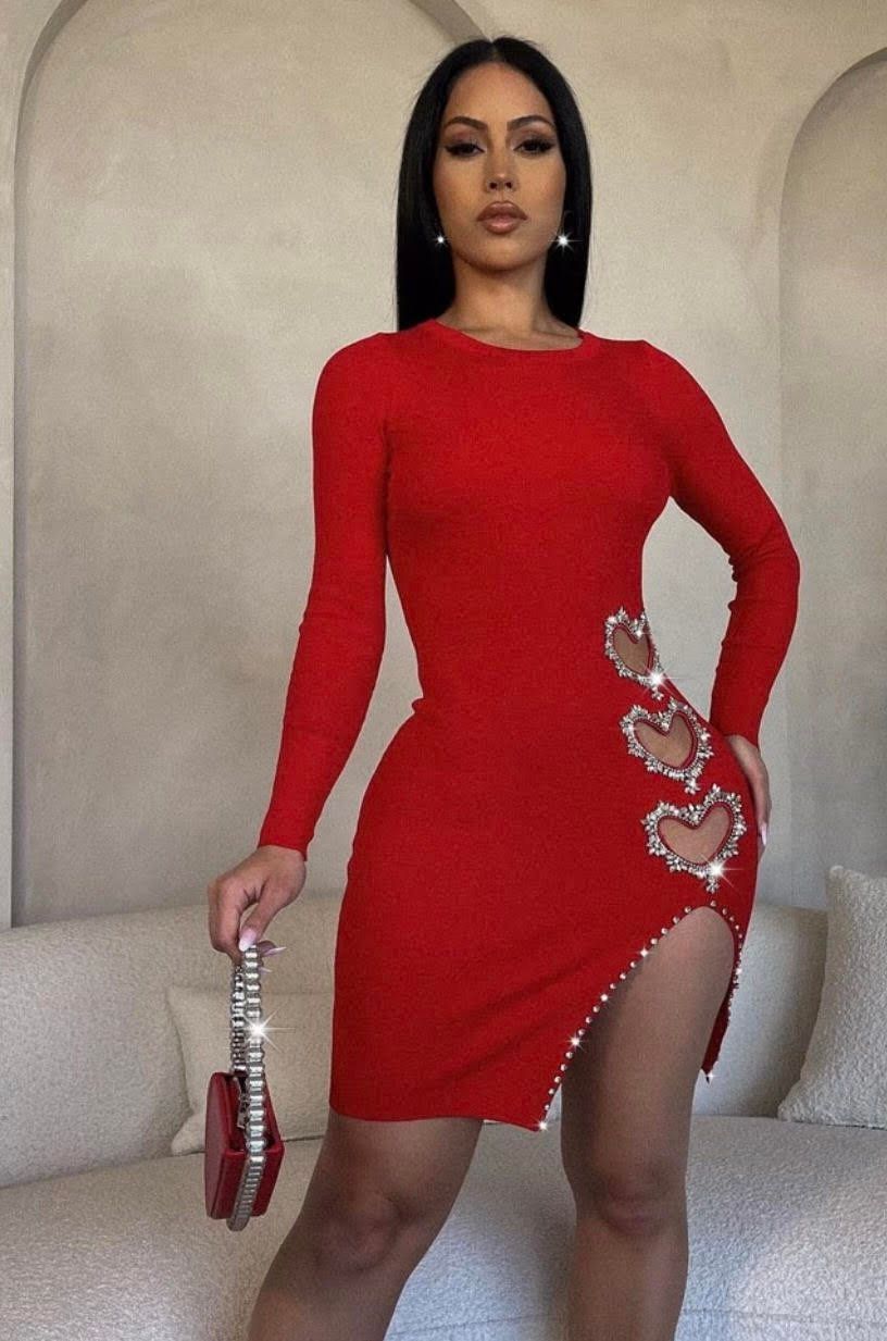 Solid Red Heart Dress