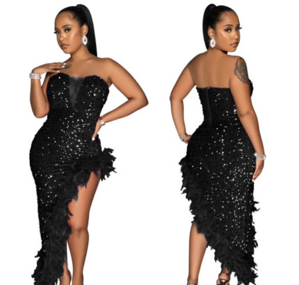 Sequined Black Dress