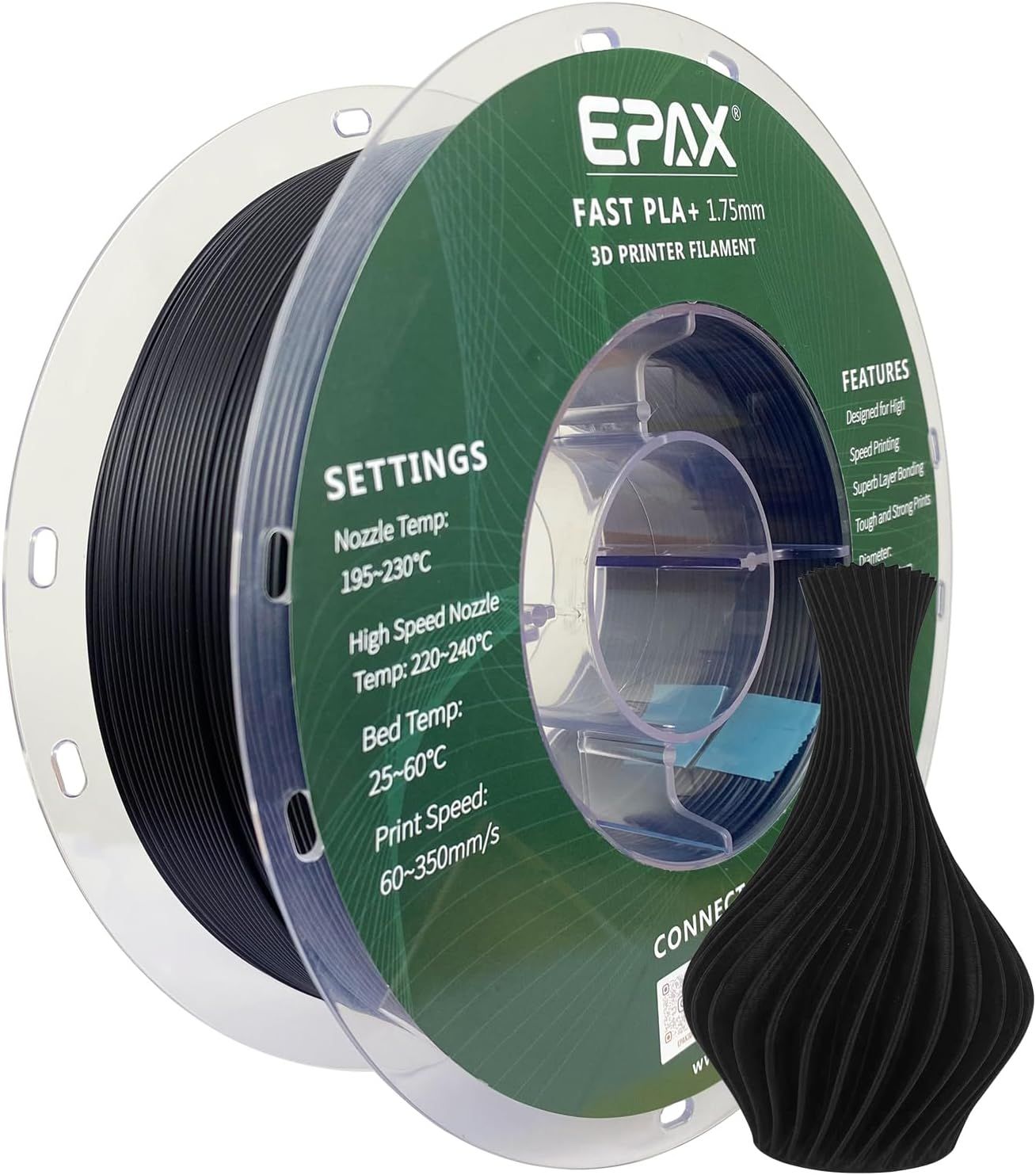 EPAX 3D PLA+ (Matte Black) 3D Printer Filament