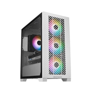 Cooler Master Elite 301 - Mini-Tower (Micro-ATX, ITX), 3 x 120mm ARGB Intake Fans (1200 RPM), Supports up to 280mm Radiator or 365mm GPU, Ventilated PSU Shroud, USB 3.2 Gen1 Type-C - White Cooler Master Elite 301 - Mini-Tower (Micro-ATX, ITX), 3 x 120mm ARGB Intake Fans (1200 RPM), Supports up to 280mm Radiator or 365mm GPU, Ventilated PSU Shroud, USB 3.2 Gen1 Type-C - White
