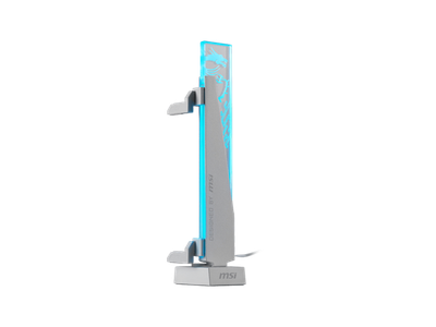 MSI MPG ARGB Graphics Card Stand - Prevents Graphics Card Bending, 8mm Tempered Glass, Magnetic Base, Tool-Free Installation - White