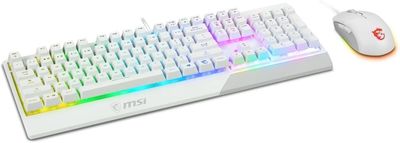 MSI Vigor GK30 Combo White, 6-Zone RGB GK30 Gaming Keyboard &amp; GM11 Gaming Mouse, Water Repellent &amp; Splash-Proof, 5000 DPI