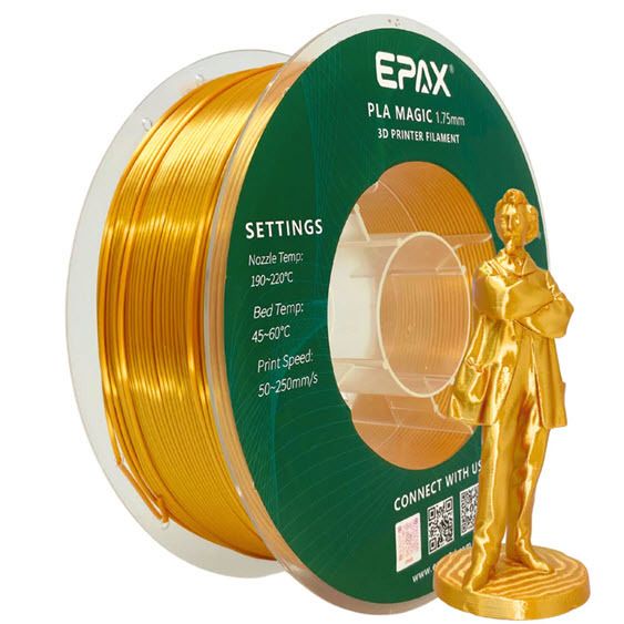 EPAX Magic Silk PLA 3D Printer Filament Bi-Colors/Tri-Colors, 1.75mm, name: Gold