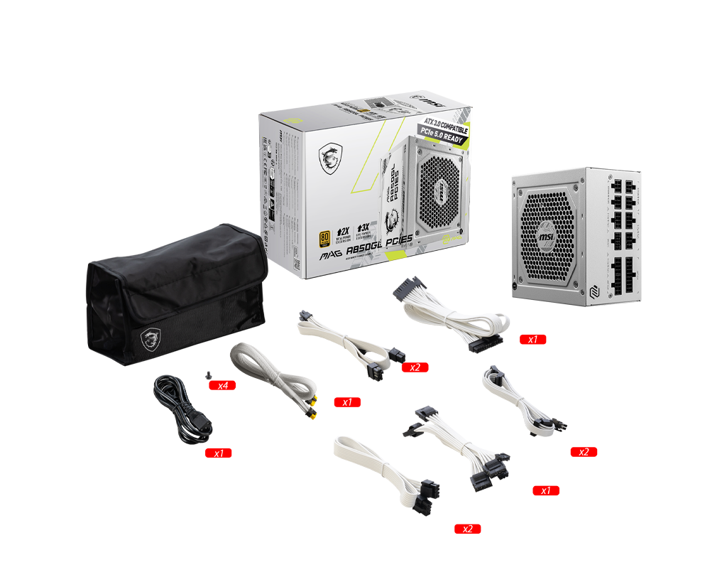 MSI MAG A850GL PCIE5 White 850W PSU