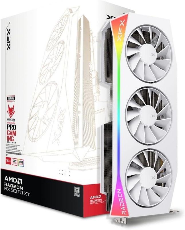 XFX Mercury AMD Radeon RX 9070 XT OC White RGB 16GB Graphics Card (Refurbished)