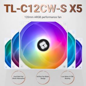 Thermalright TL-C12CW-S x5 120mm ARGB Case Fan 1550RPM Speed, PWM Control