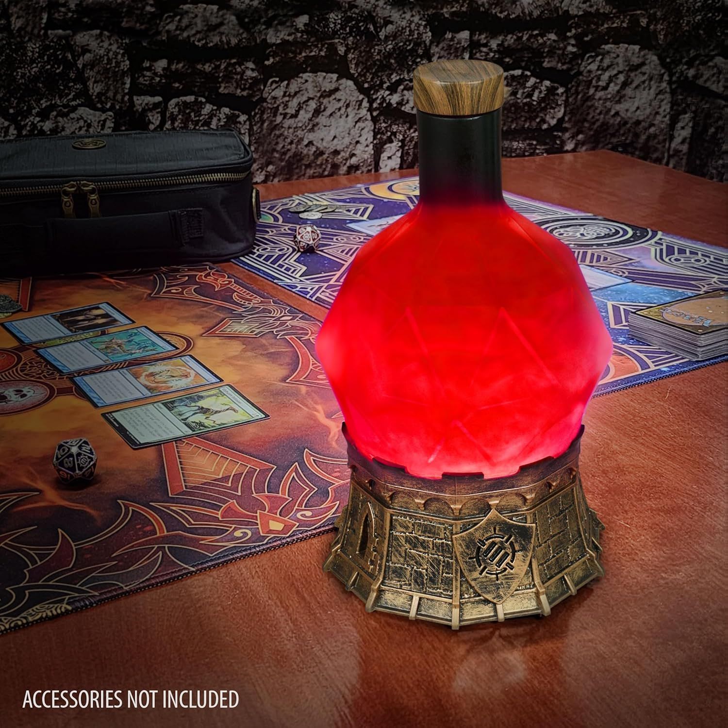 Enhance Gaming Sorcerer Potion Light with Swirling Mystical Brew Potion Bottle Mood Light Prop for Tabletop Red