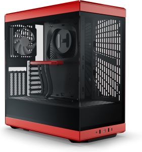 Hyte Y40 Modern Aesthetic Panoramic Mid Tower ATX Case Black and Red